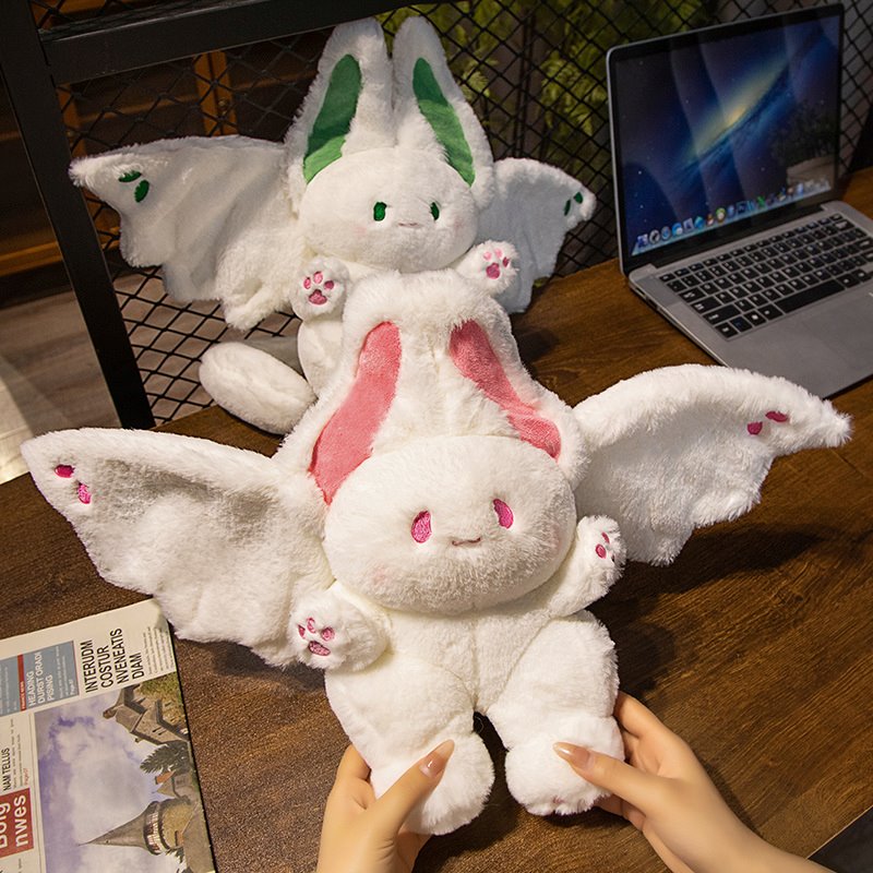 Adorable White Kawaii Fluffy Bat Plush Toy