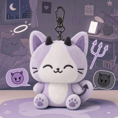 The Soft Menace cat plush keychain charm
