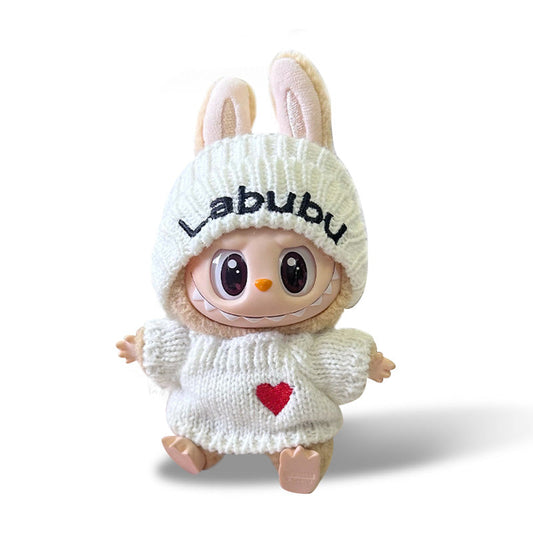 POP MART The Monsters Labubu Fashion Dress - White knitted hat + white sweater