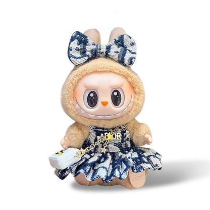POP MART The Monsters Labubu Fashion Dress - Dior Style Skirt+ Bow + Dior Style Bag