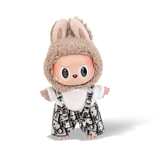 POP MART The Monsters Labubu Fashion Dress - White Top+ D Style Blue Overalls
