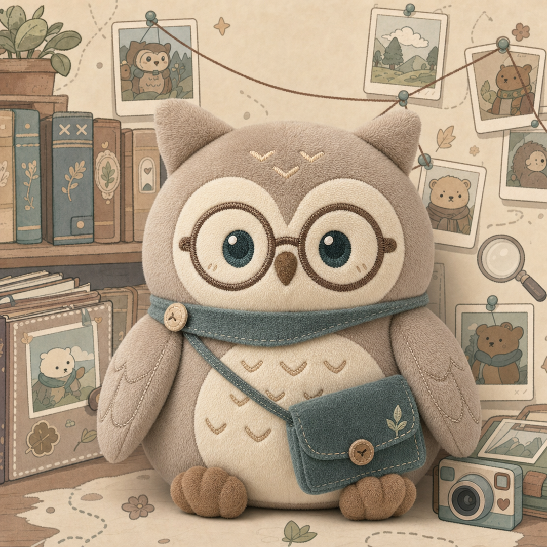 The Archivist owl plush, 30 cm version